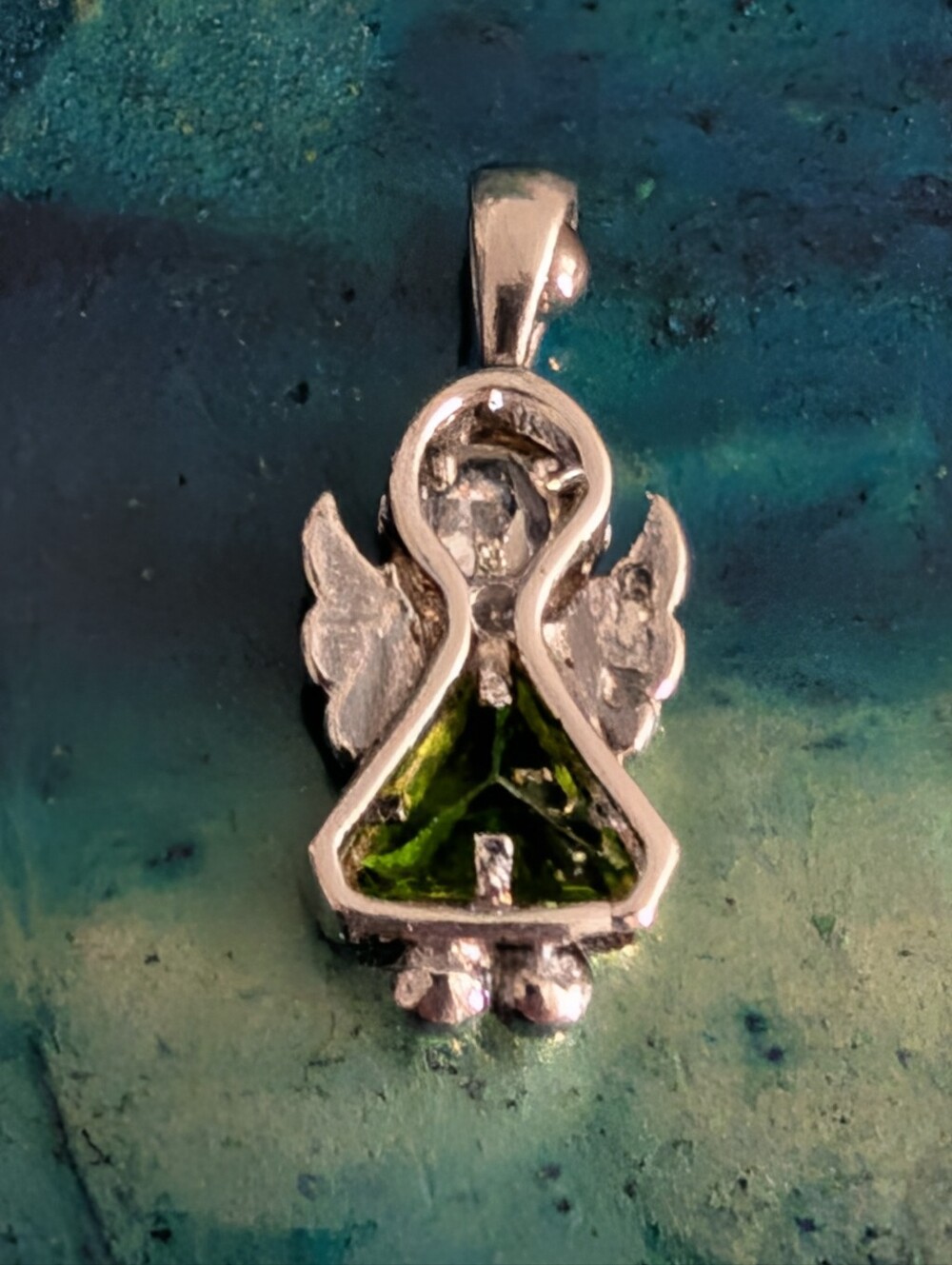Sterling Silver Green Peridot CZ Angel Charm Or Pendant August Birthstone - Picture 4 of 7